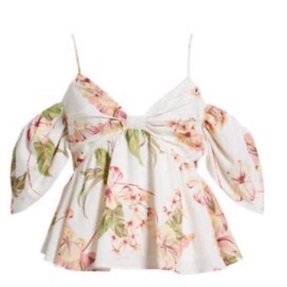 WAYF
Coco Floral Print Cold Shoulder Top in Ivory Tropical - Picture 3 of 5